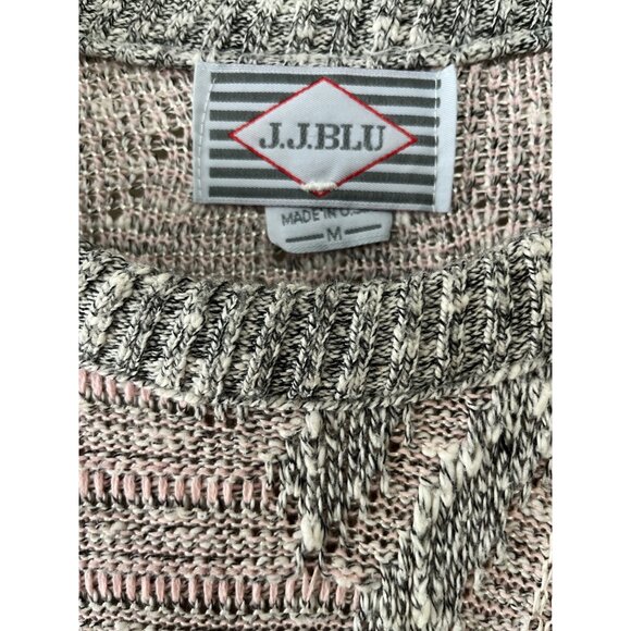 Vtg J.J. Blu Women’s M Sweater Pink Gray Abstract Knit 90s Made in USA - Picture 2 of 5